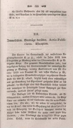 111. Immbilien. Verträge darüber. Actio Publiciana. Usucapion.
