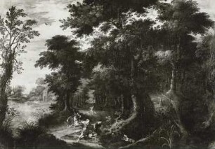 Waldlandschaft mit der Jagd des kalydonischen Ebers