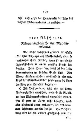 5ter Abschnitt. Religionsgebräuche der Muhammedaner.