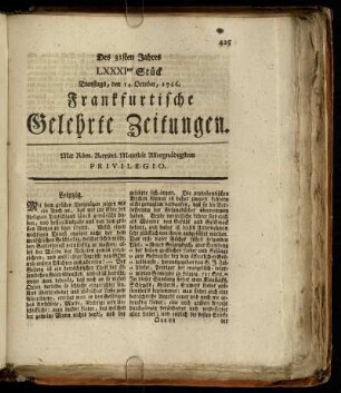 LXXXItes Stück Dienstags, den 14. October, 1766. - XCtes Stück Freytags, den 14. November, 1766.