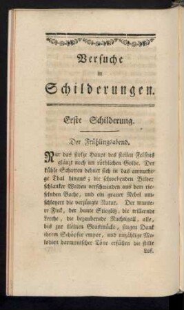 Versuche in Schilderungen