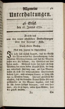 46 Stück. den 16. Junius 1770.