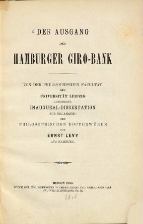 Der Ausgang der Hamburger Giro-Bank