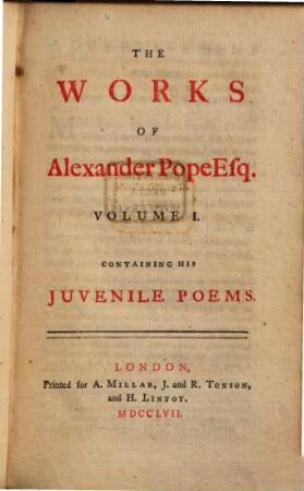 The Works of Alexander Pope. 1