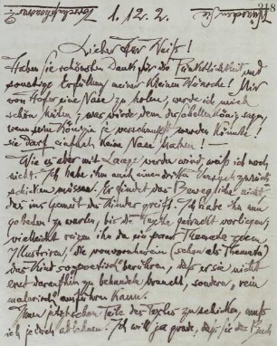 Brief an Emil Rudolf Weiss