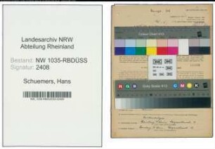 Entnazifizierung Hans Schuemers , geb. 26.02.1903 (Buchhalter)