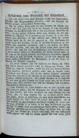 Erklärung zum Gebrauch des Calenders