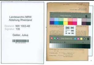 Entnazifizierung Julius Gebler , geb. 31.10.1892 (Lehrer)