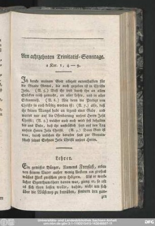 Am achtzehnten Trinitatis-Sonntage. 1 Kor. 1, 4-9.