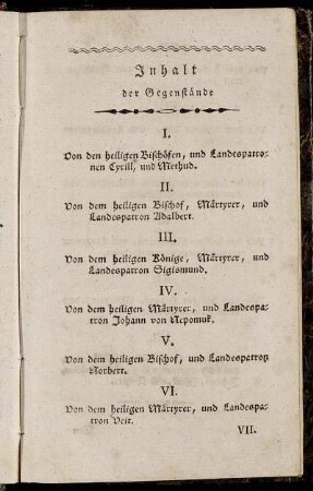 Inhalt der Gegenstände.