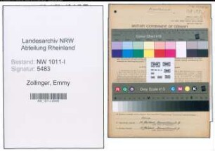 Entnazifizierung Emmy Zollinger , geb. 14.10.1893 (Hausfrau)