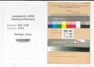Entnazifizierung Alma Selinger , geb. 12.10.1908 ()