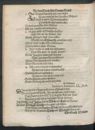 An das Hochädle Venus-Volck.