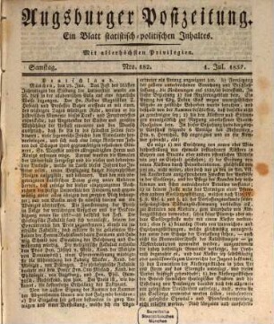 Augsburger Postzeitung. 1837, [2] = 7 - 12