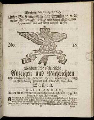 No. 16. Montags, den 21. April 1749.