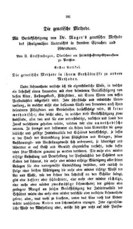 Die genetische Methode : erster Artikel