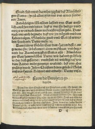 Form die Prophecey zebegohn