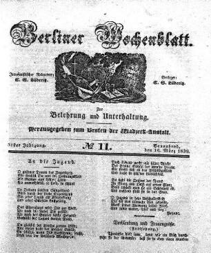 No. 11, Sonnabend, den 16. Maerz 1839.