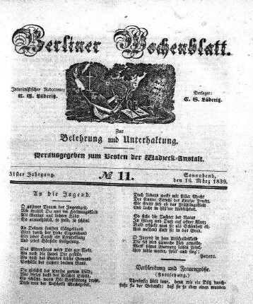 No. 11, Sonnabend, den 16. Maerz 1839.
