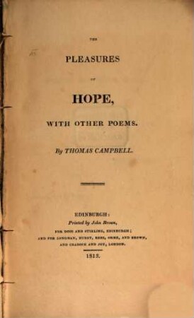 The pleasures of Hope and other poems