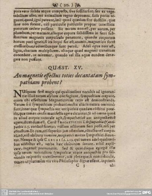 QUAEST. XV. An magnetis effectus toties decantatem sympathiam probent?