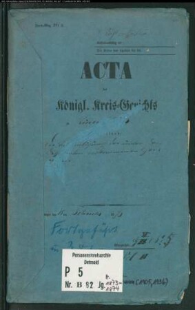 Belegakte zu den Zivilstandsregistern der Dissidenten mit den Orten Börlinghausen, Breitenloh, Friedrichsthal, Hahn, Halver, Heedfeld, Honsel, Lösenbach, Lüdenscheid, Mummeshohl, Neuenhause, Rahmede, Vogelberg und Windfuhr (H 1873-1874, 1857-1873)