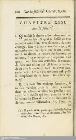 Chapitre XXXI. Sur la felicité