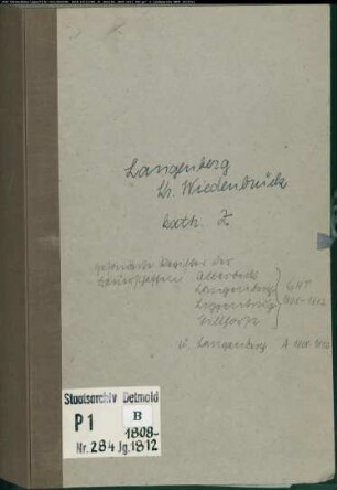 Zivilstandsregister der katholischen Gemeinde Langenberg, Kreis Wiedenbrück (GAHT 1808-1812) (Gemeinde: Katholische Gemeinde Langenberg)