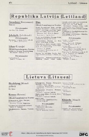 Republika Latvija (Lettland) / Lietuva (Litauen)