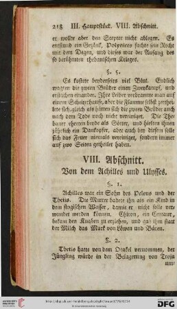 VIII. Abschnitt: Von den Achilles und Ulysses