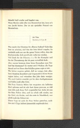 An Voss Wandsbeck, den 23. Januar 1782