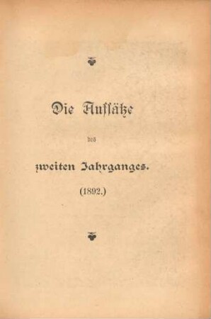 Die Aufsätze des zweiten Jahrganges (1892)