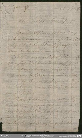 Eigenh. Brief von August Wilhelm von Schlegel an Christian Gottlob Heyne, Jena, 13.01.1798