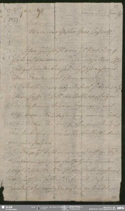 Eigenh. Brief von August Wilhelm von Schlegel an Christian Gottlob Heyne, Jena, 13.01.1798