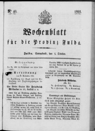 Nr. 40, Ausgabe vom 1. Oktober 1853