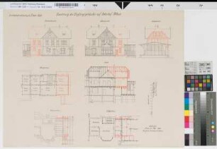 Erweiterung des Empfangsgebäudes auf Bahnhof Pelkum: Grundrisse, Ansichten, Schnitte [2 Exemplare], M. 1:100