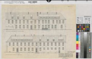 Münster (Münster) Dienstgebäude der Universität (ehem. Galenscher Hof) Blatt 1 Vorder- und Rückansicht 1962 1 : 100 42 x 58 kol. Pause Staatshochbauamt für die Universität Münster 37.01