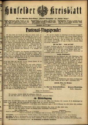 Ausgabe vom Samstag, den 27. April 1912.