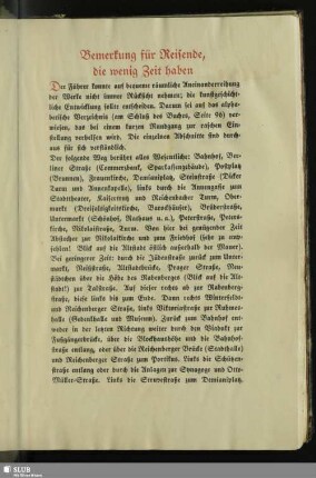 Bemerkung für Reisende, die wenig Zeit haben