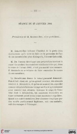 Séance du 27 janvier 1882