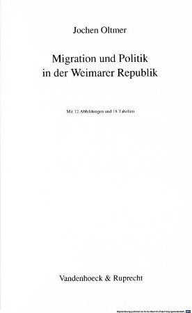 Migration und Politik in der Weimarer Republik