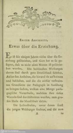 Erster Abschnitt. Etwas über die Erziehung