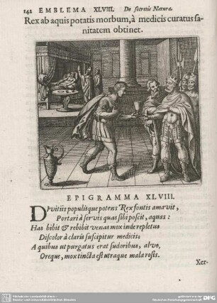 Discursus XLVIII. Rex aquis postatis morbum, à medicis curatus sanitatem obtinet.