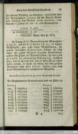 [Von den] Verhältnißzahlen