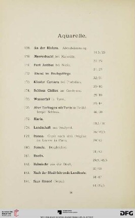 Aquarelle (Nr. 169-192)