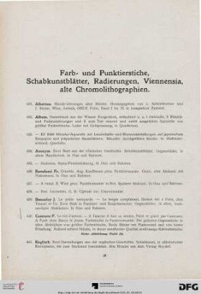 Farb- und Punktierstiche, Schabkunstblätter, Radierungen, Viennensia, alte Chromolithographien (Nr. 431-479)