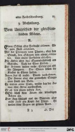 3. Abtheilung: Vom Unterschied der gleichlautenden Wörter