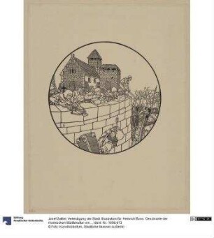 Verteidigung der Stadt. Illustration für: Heinrich Boos. Geschichte der rheinischen Städtekultur von ihren Anfängen bis zur Gegenwart mit besonderer Berücksichtigung der Stadt Worms. Berlin: Stargardt 1897