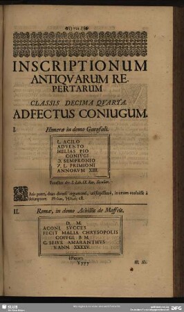 Classis Decima Quarta. Adfectus Coniugum