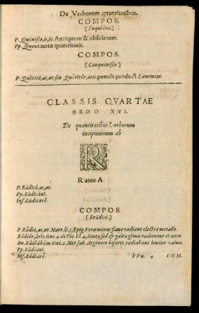 Classis Quartae Ordo XVI. ... R